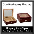50ct - Capri Glasstop Mahogany Humidor